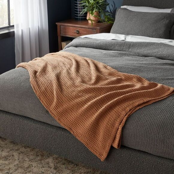 Threshold - King TENCEL Lyocell Waffle Bed Blanket Brown - Thr Brown - Picture 3 of 4